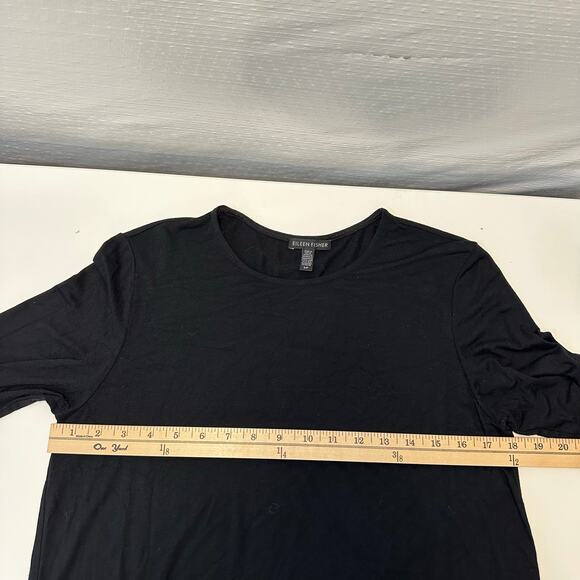 Eileen Fisher Womens Long Sleeve Tunic Top Size M Black Relaxed Soft Minimalist - Picture 8 of 10